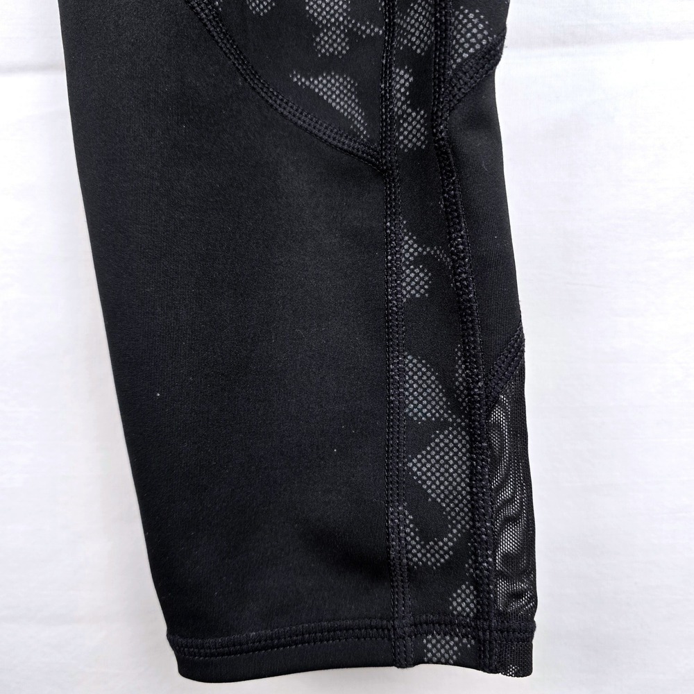 Athleta Womens Black Floral Mesh Panel High Rise Leggings Size M Zipper Pocket - Picture 4 of 12